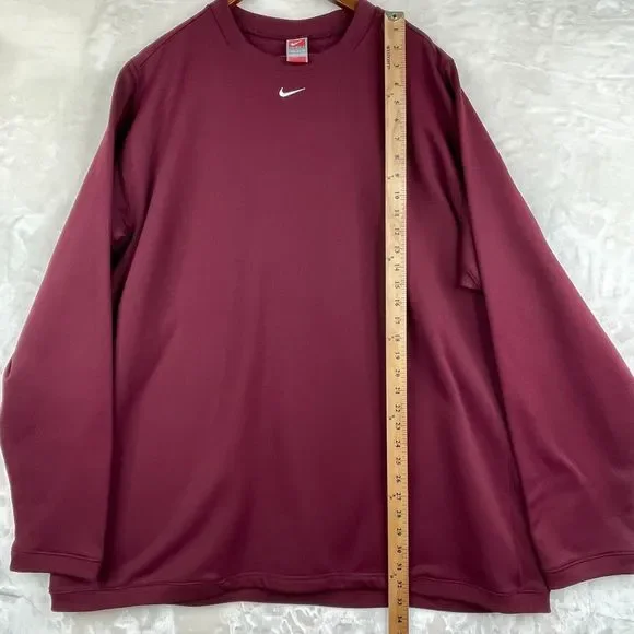 Vintage Team Nike Sweatshirt Mens 4XL Maroon Red Center Swoosh Embroidered Y2K - Picture 4 of 11